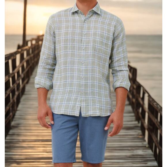 Peter Millar Other - Peter Millar Seaside Men's Upwell Linen Sport Shirt Sz. L MSRP $149